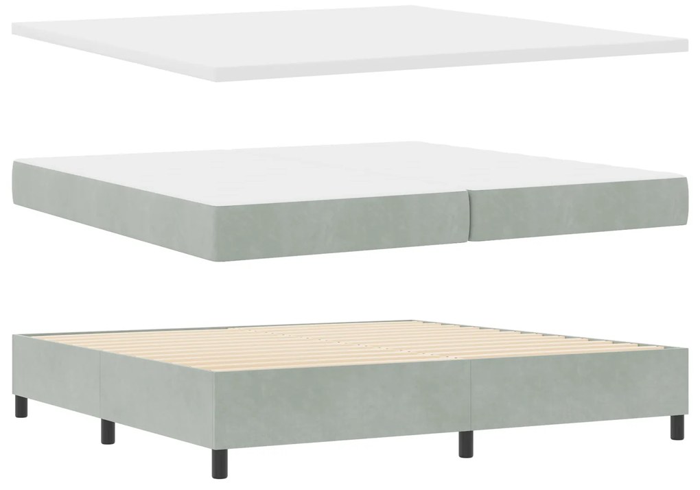 vidaXL κρεβάτι Box Spring με στρώμα Ανοιχτό γκρι 200x200 εκ. Βελούδο