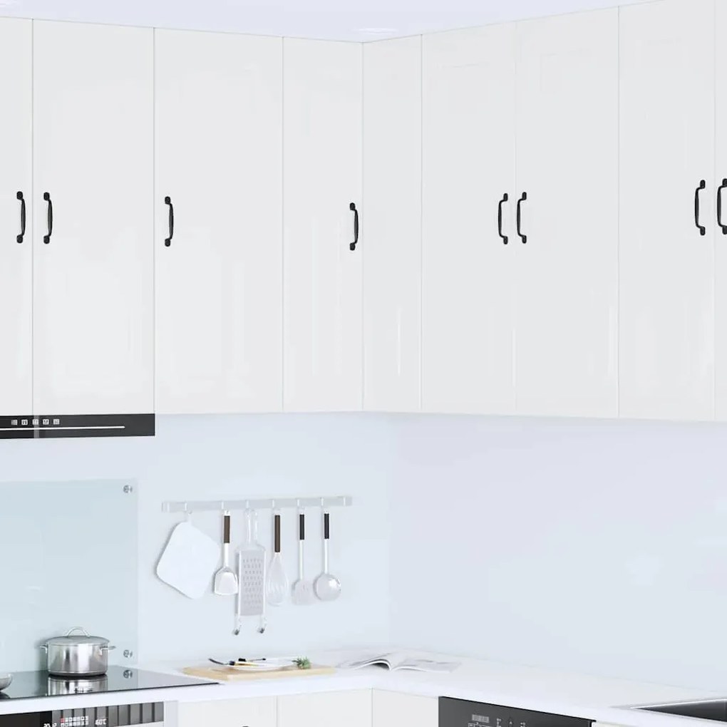 Κρεμαστό ντουλάπι κουζίνας με ράφι Υψηλής γυαλάδας λευκό