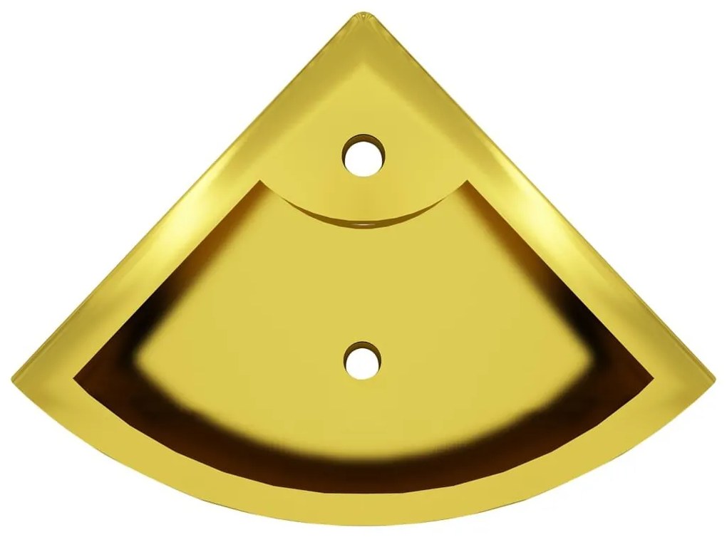 Νιπτήρας με Οπή Υπερχείλισης Χρυσός 45x32x12,5 εκ. Κεραμικός - Χρυσό