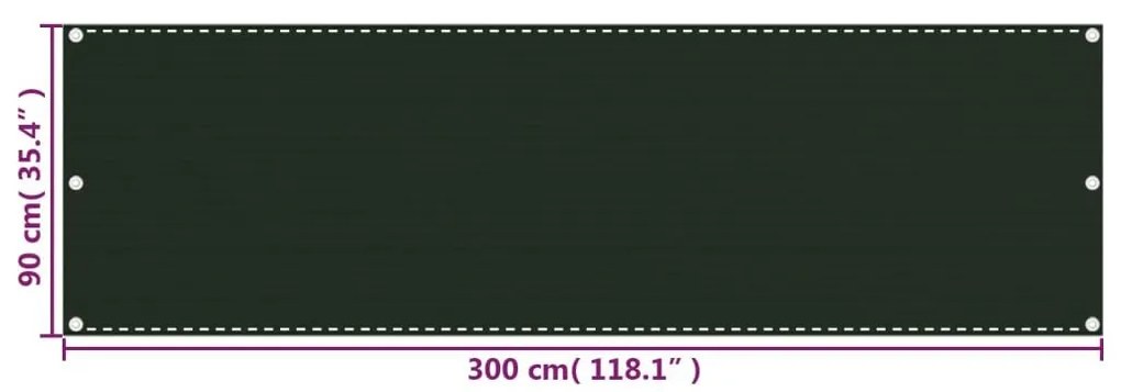 Διαχωριστικό Βεράντας Σκούρο Πράσινο 90 x 300 εκ. από HDPE - Πράσινο