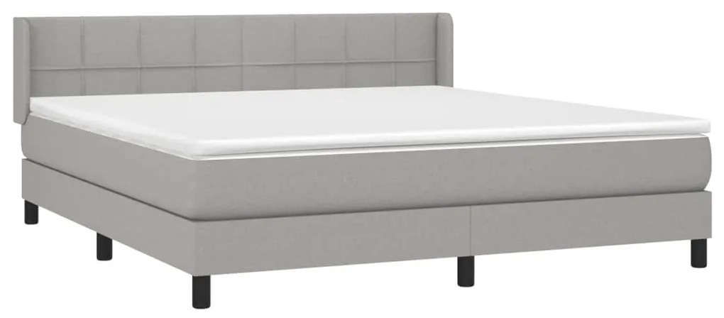 Κρεβάτι Boxspring με Στρώμα Αν. Πράσινο 160x200εκ Υφασμάτινο - Γκρι