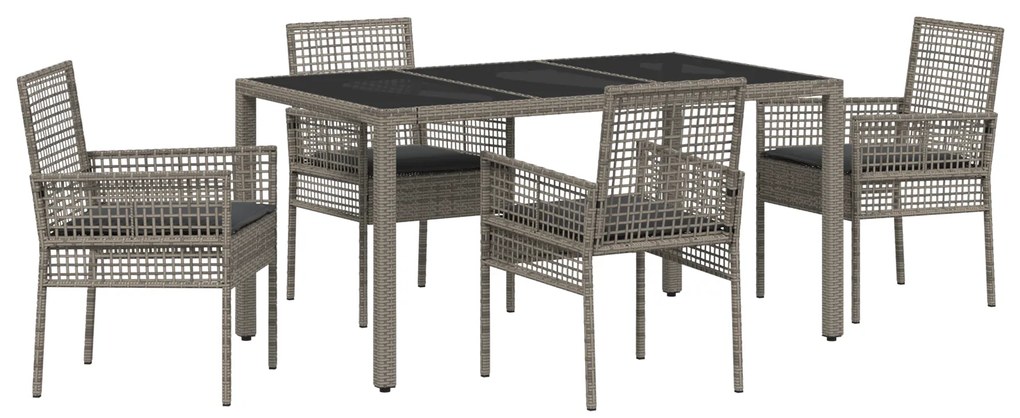 vidaXL Σέτ φαγητού για κήπο 5 pcs Γκρι 150 x 90 x 75 cm