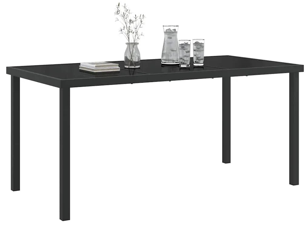 vidaXL Τραπέζι Κήπου Μαύρο 160 x 80 x 73 εκ Μασίφ ξύλο teak