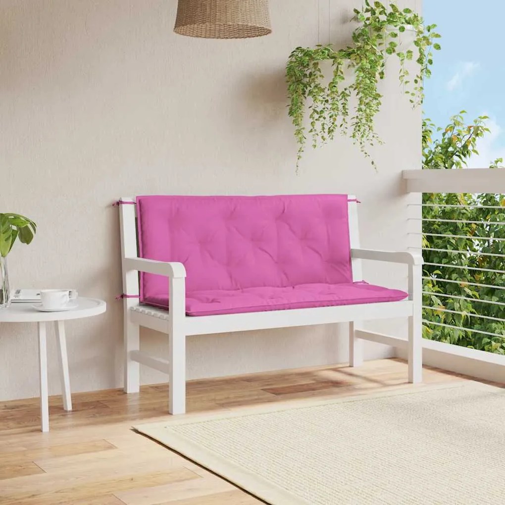 vidaXL Μαξιλάρια Πάγκου Κήπου 2 τεμ. Ροζ 120x50x7 εκ. Υφασμάτινα