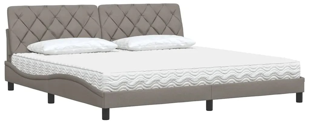 vidaXL Κρεβάτι με Στρώμα Taupe 200x200 εκ. Υφασμάτινο
