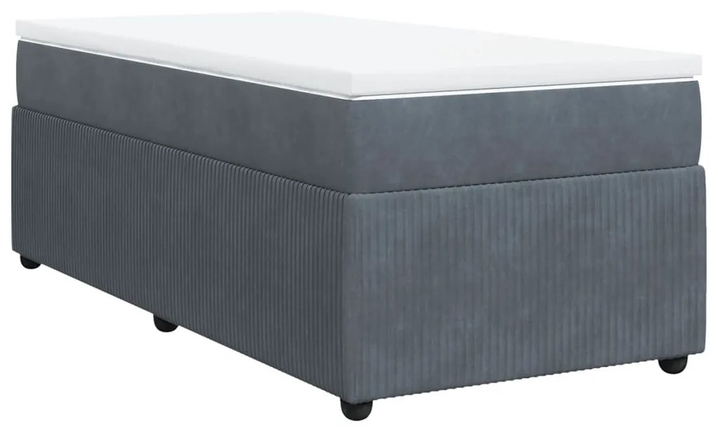 vidaXL Κρεβάτι Boxspring με Στρώμα Σκούρο Γκρι 90x200 εκ. Βελούδινο