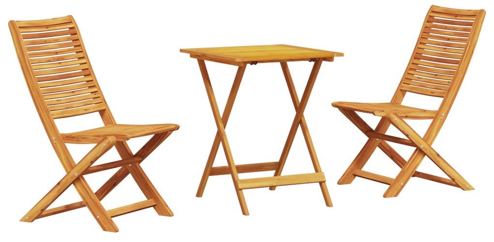vidaXL Σετ Εξωτερικών Επίπλων 3 pcs Φυσικό Ξύλο 60 x 60 x 75 cm