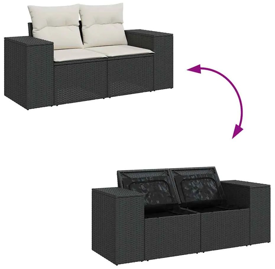 vidaXL Σετ Καναπέ Κήπου 5 Τεμαχίων Μαύρο Συνθετικό Ρατάν με Μαξιλάρια