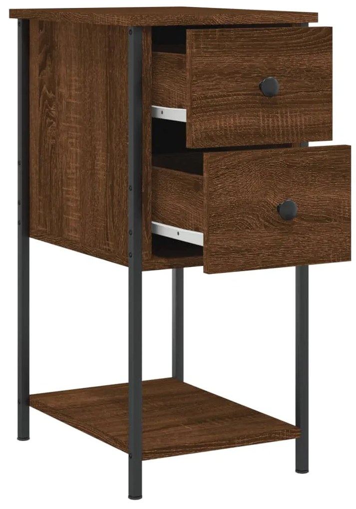 vidaXL Κομοδίνα 2 Τεμ. Καφέ Δρυς 32x42x70 εκ. Επεξεργασμένο Ξύλο