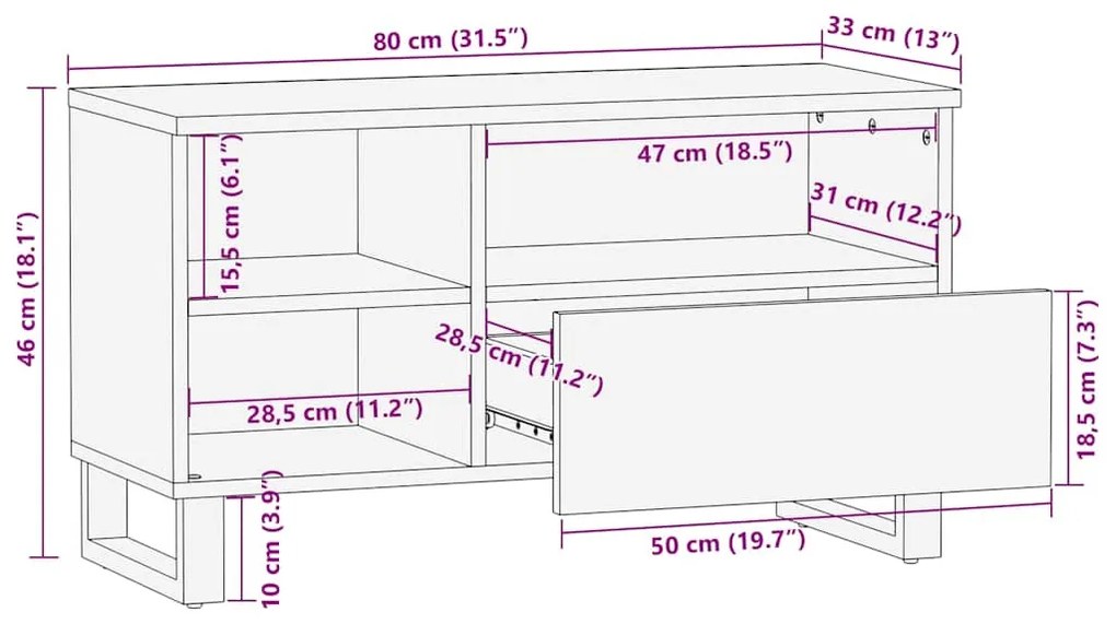 ΈΠΙΠΛΟ ΤΗΛΕΟΡΑΣΗΣ ΜΑΥΡΟ 80 X 33 X 46 ΕΚ. ΑΠΟ ΜΑΣΙΦ ΞΥΛΟ ΜΑΝΓΚΟ 4017701