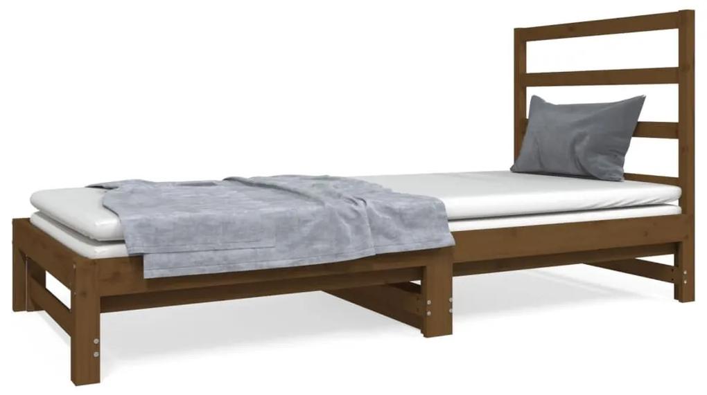 Καναπές Κρεβάτι Συρόμενος Μελί 2x(90x190) εκ. Μασίφ Ξύλο Πεύκου - Καφέ