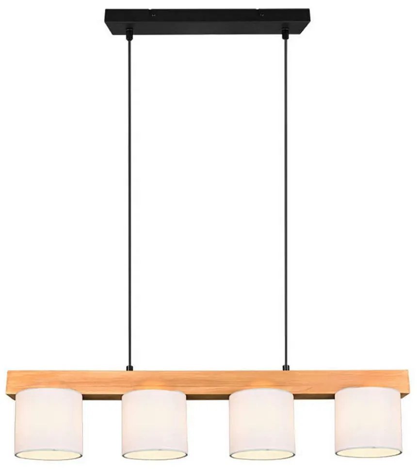 Φωτιστικό Οροφής - Ράγα Cameron R30654001 4xE14 28W 75x150cm Natural-White RL Lighting Wood, Fabric