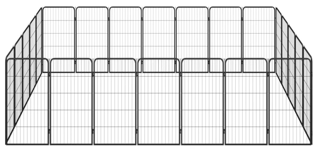vidaXL Κλουβί Σκύλου 24 Πάνελ Μαύρο 50x100 εκ. Ατσάλι με Βαφή Πούδρας