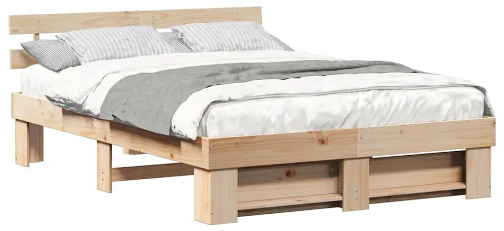 vidaXL Σκελετός Κρεβατιού Καφέ 150 x 200 cm Μασίφ ξύλο πεύκου