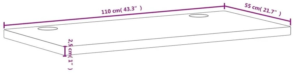 Επιφάνεια Γραφείου 110x55x2,5 εκ. από Μασίφ Ξύλο Οξιάς - Καφέ