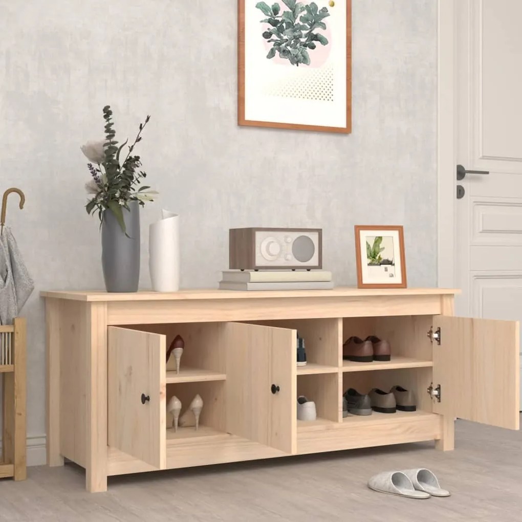 vidaXL Παπουτσοθήκη 110 x 38 x 45,5 εκ. από Μασίφ Ξύλο Πεύκου