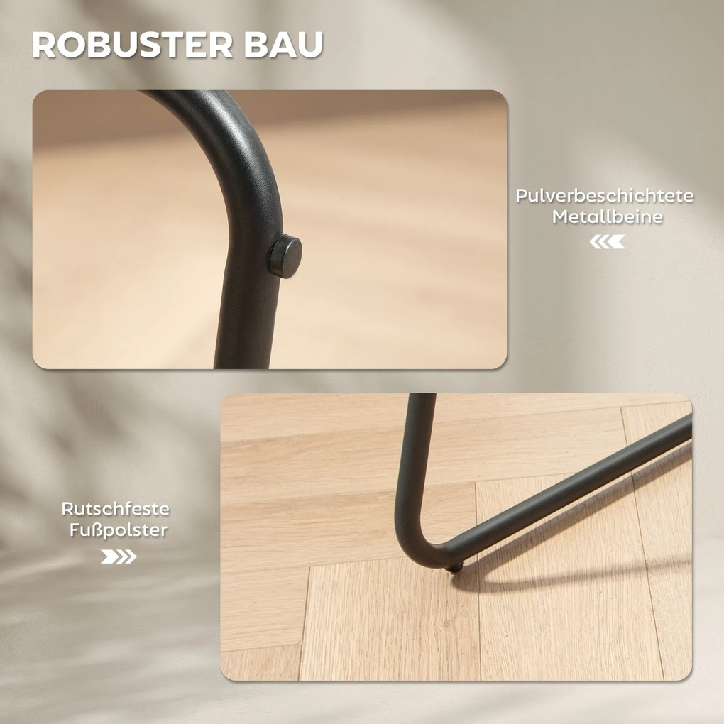 HOMCOM Σετ 2 σκαμπό μπαρ, σκαμπό μπαρ με υφασμάτινη επένδυση και γέμισμα αφρού, ταπετσαρισμένο σκαμπό με μεταλλικά πόδια, Γκρι