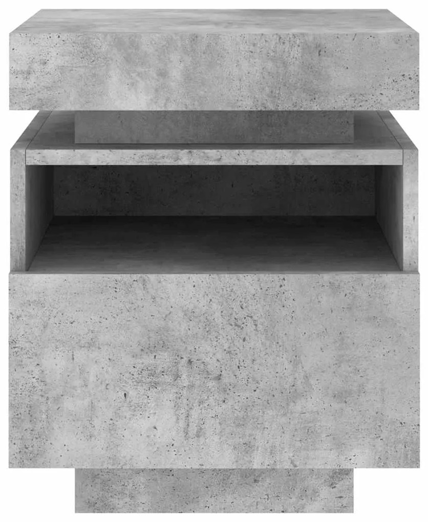 vidaXL Κομοδίνο με Φώτα LED Γκρι Σκυροδέματος 40 x 39 x 48,5 εκ.