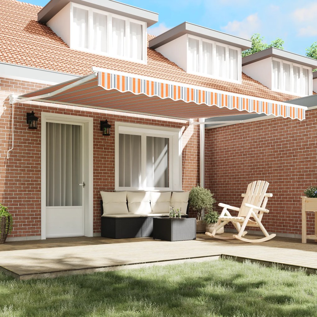 vidaXL Manual Retractable Awning Πολύχρωμο Ριγέ 400x300 cm
