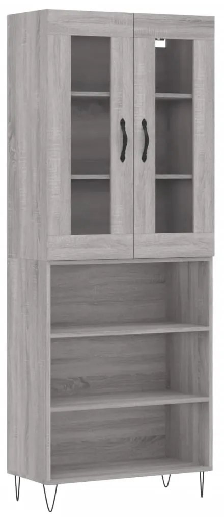 vidaXL Ντουλάπι Γκρι Sonoma 69,5 x 34 x 180 εκ. Επεξεργασμένο Ξύλο