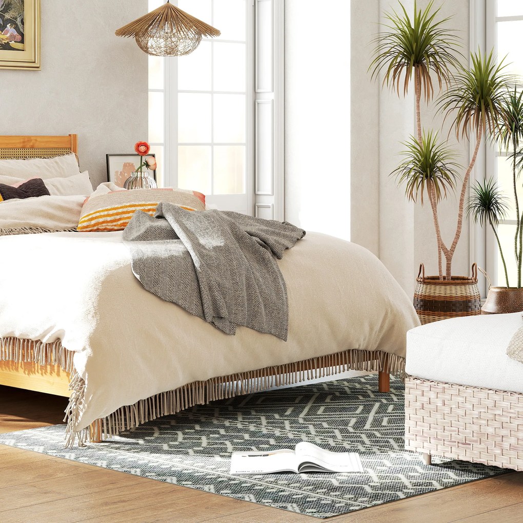 Χαλί HOMCOM για εσωτερικούς και εξωτερικούς χώρους, μποέμ σχεδιασμός, εύκολο στο καθάρισμα, Γκρι