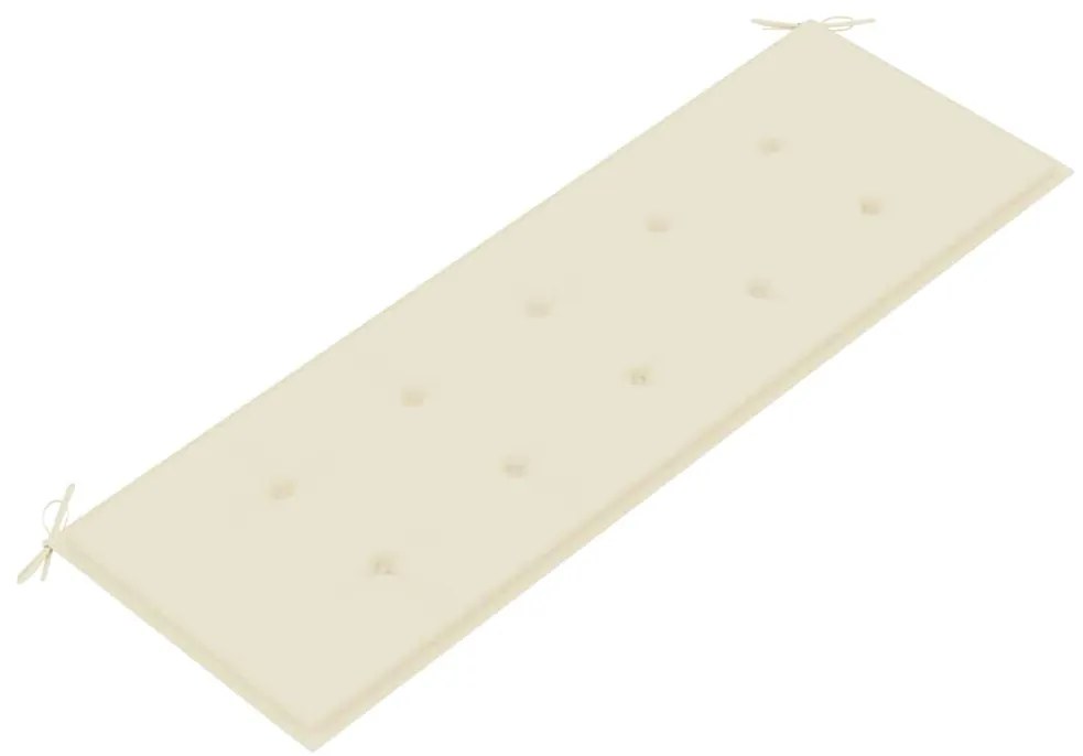 vidaXL Παγκάκι Batavia 150 εκ. από Μασίφ Ξύλο Teak με Κρεμ Μαξιλάρι