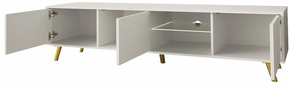 Τραπέζι Tv Merced F100, Άσπρο, Ο αριθμός των θυρών: 3, 175x42x40cm, 33 kg | Epipla1.gr