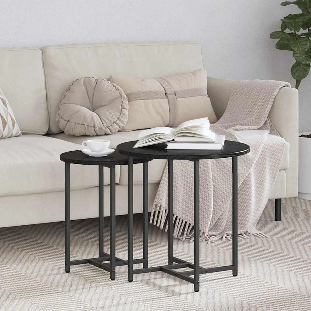 vidaXL Σετ βοηθητικά τραπεζάκια 2 pcs Μαύρη δρυς 50 x 50 x 50 cm