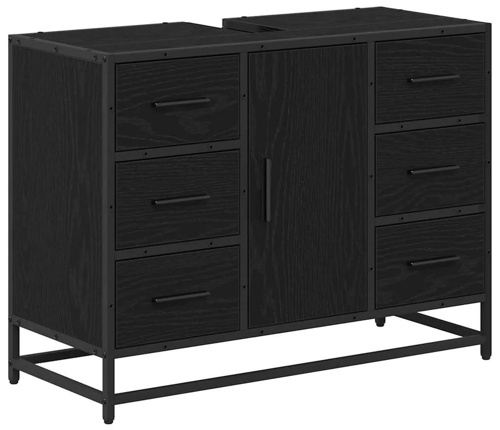 vidaXL Ντουλάπι Μπάνιου Μαύρη Οξυά 80 x 33 x 60 εκ Επεξεργασμένο ξύλο