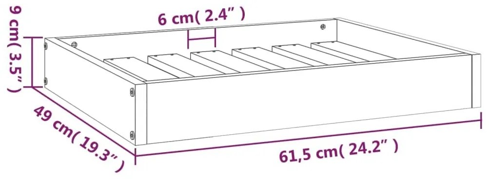 Κρεβάτι Σκύλου Γκρι 61,5 x 49 x 9 εκ. από Μασίφ Ξύλο Πεύκου - Γκρι