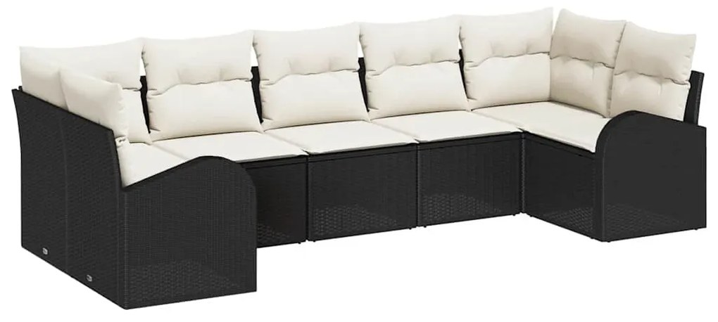 vidaXL Σετ Καναπέ Κήπου 7 pcs Μαύρο Πολυ ράταν