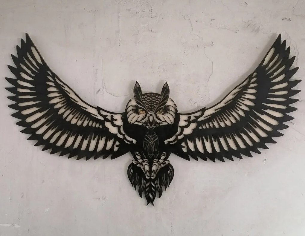 Intra απο ξύλο plywood 3mm-4mm πάχος - Διακόσμηση τοίχου Flying Owl Δίασταση 30x30 cm Intraeaxys-51rrgmv1