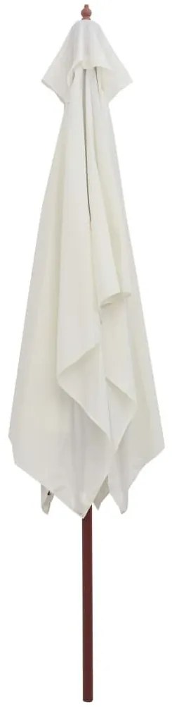 Ομπρέλα Λευκή Κρεμ 200 x 300 εκ. με Ξύλινο Ιστό - Λευκό