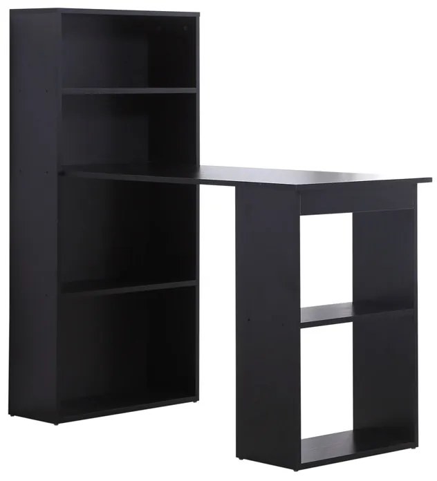 Ξύλινο Γραφείο με Βιβλιοθήκη 120 x 55 x 120 cm Χρώματος Μαύρο HOMCOM 836-069BK 836-069BK