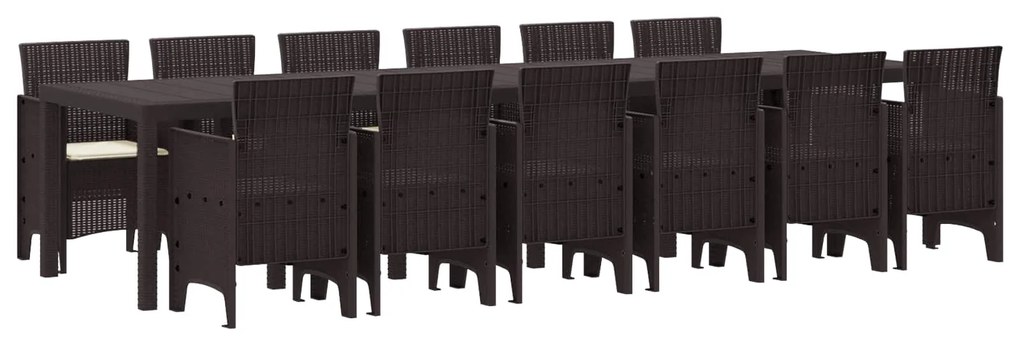 Σέτ φαγητού για κήπο 13 pcs Καφέ Rattan Polt