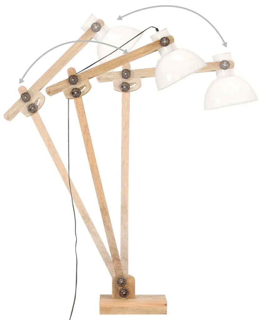 vidaXL Φωτιστικό Δαπέδου Λευκό από Μασίφ Ξύλο Μάνγκο E27