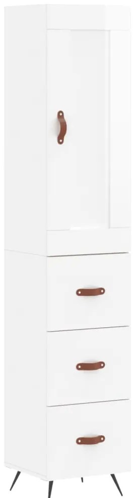 vidaXL Ντουλάπι Γυαλ. Λευκό 34,5 x 34 x 180 εκ. από Επεξεργασμένο Ξύλο