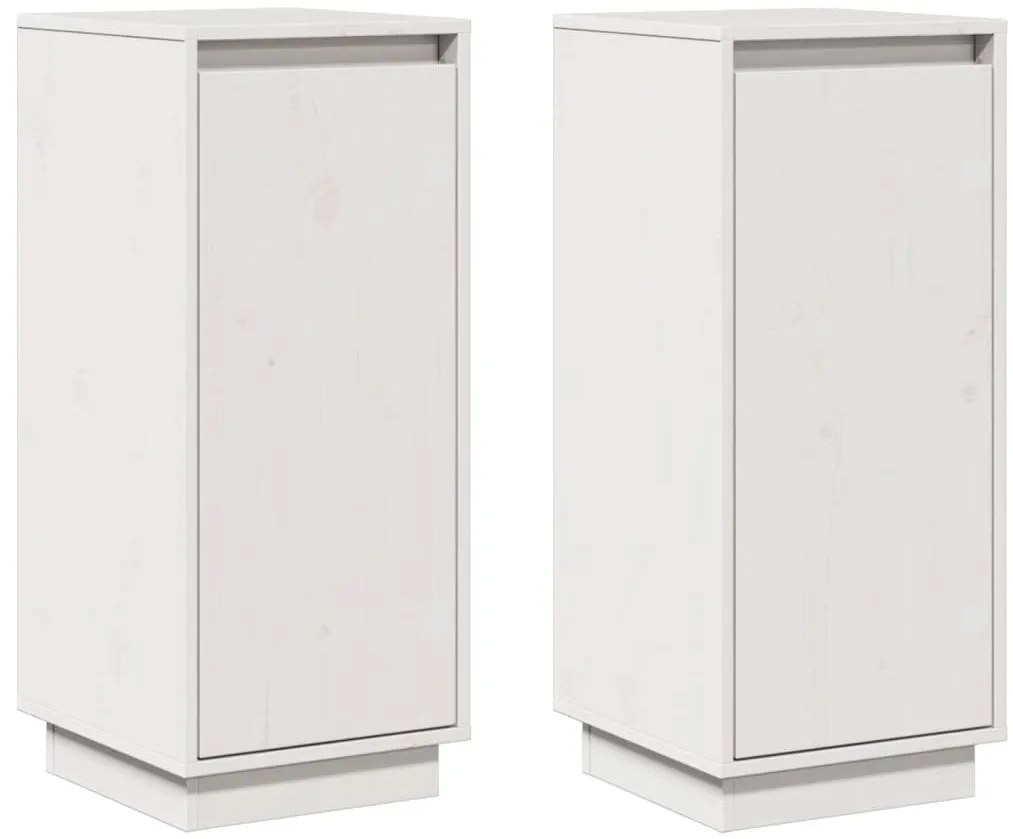 vidaXL Ντουλάπια 2 τεμ. Λευκά 31,5 x 34 x 75 εκ. από Μασίφ Ξύλο Πεύκου