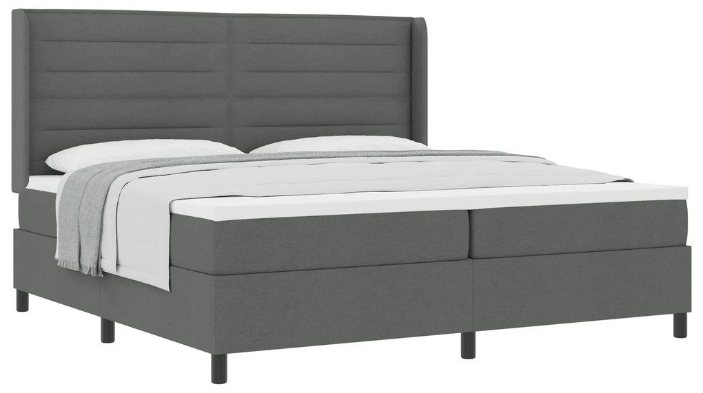 vidaXL Κρεβάτι Box Spring με Στρώμα Σκούρο Γκρι 200x200 εκ. Υφασμάτινο
