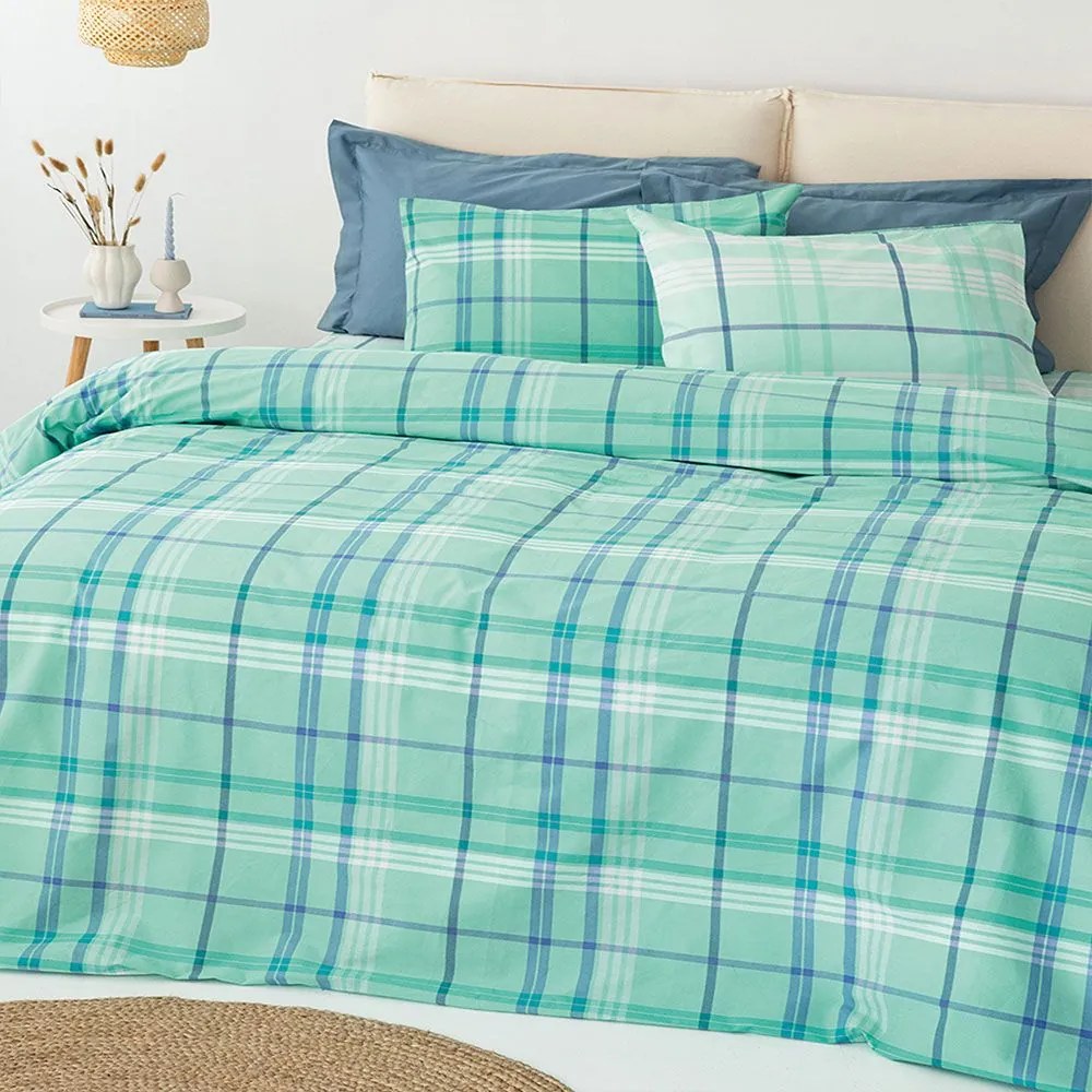 Σεντόνια FL6241 (Σετ 3τμχ) Turqoise Palamaiki Μονό 170x260cm 100% Cotton