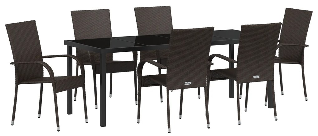 vidaXL Σέτ φαγητού για κήπο 7 pcs Καστανό