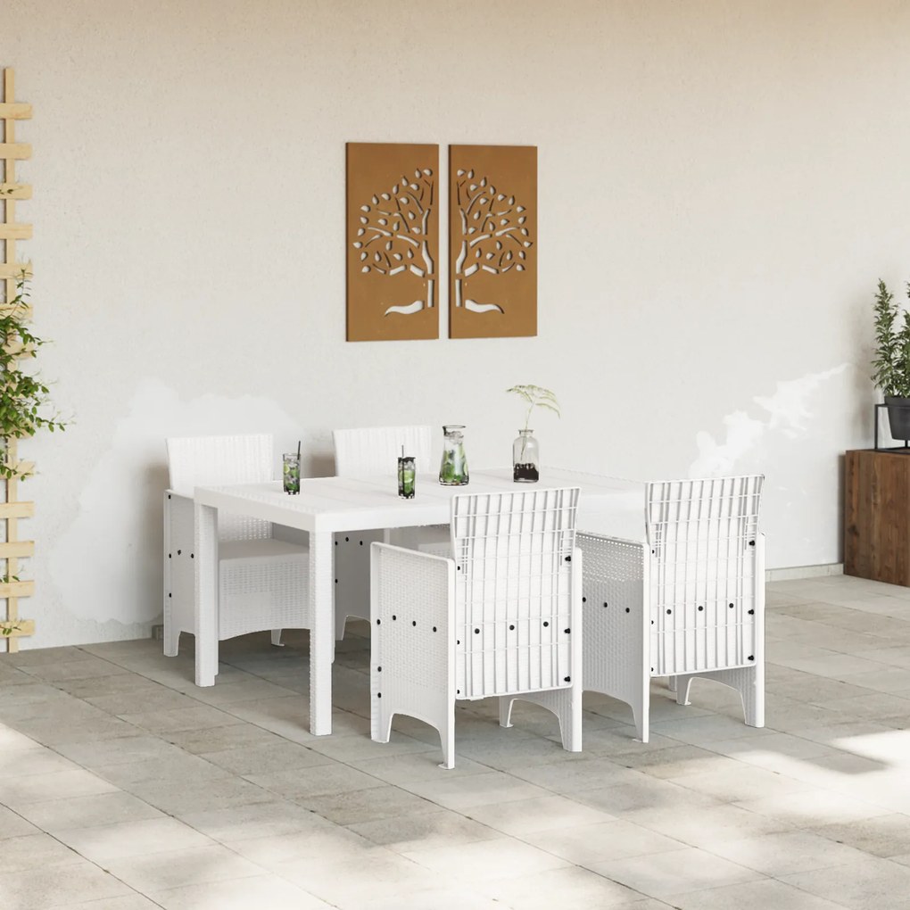 vidaXL Σετ Γευμάτων Κήπου 5 pcs Λευκό 150 x 100 x 73 εκ.