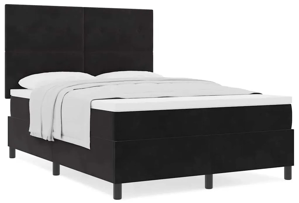 vidaXL Κρεβάτι με ελατήρια με στρώμα Μαύρο 140 x 190 cm Βελούδο