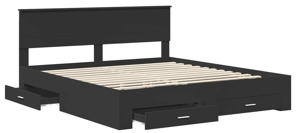 vidaXL Σκελετός Κρεβατιού με κεφαλάρι Μαύρο και Ασημί 200 x 200 cm