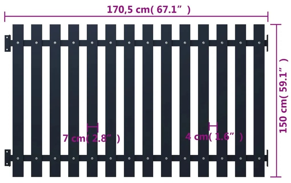 vidaXL Πάνελ Περίφραξης Ανθρακί 178x150 εκ. Ατσάλι με ηλεκτροστατική βαφή πούδρας