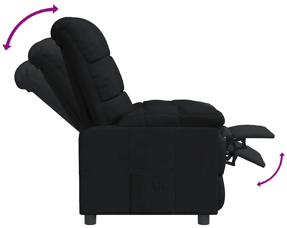 vidaXL Πολυθρόνα Ανακλινόμενη Μαύρη Υφασμάτινη