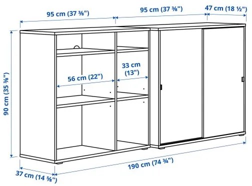 VIHALS σύνθεση αποθήκευσης, 190x47x90 cm 995.212.04