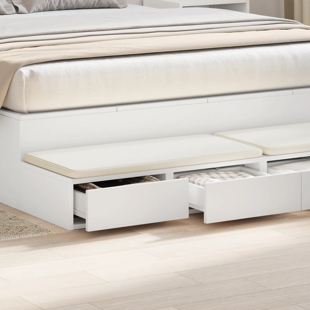 vidaXL Συρτάρια Κρεβατιού Λευκό 150x36,5x16,5 εκ Επεξεργασμένου Ξύλου