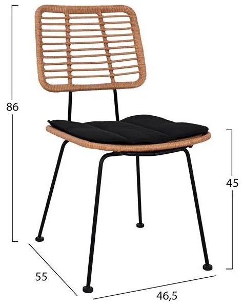 Σετ Κήπου ALLEGRA C10478 3 τεμ Μπέζ - Μαύρο Wicker με Τραπέζι Φ70x74 εκ. & 2 Καρέκλες
