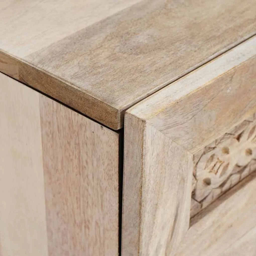 vidaXL Κομοδίνο με συρτάρι Μπεζ 50 x 33 x 60 εκ Μασίφ ξύλο μάνγκο